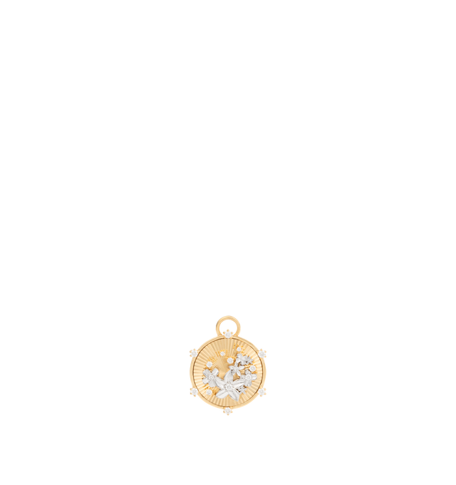Image 1 of 2 - GOLD - FOUNDRAE Blossoms Baby Medallion crafted in 18k Yellow and White Gold with Diamonds. Diamond Weight: 0.145 ct. Medallion measures 15 mm in diameter. Hirshleifers offers a range of pieces from this collection in-store. For personal consultation and detailed information about jewelry, please contact our dedicated stylist team at personalshopping@hirshleifers.com.