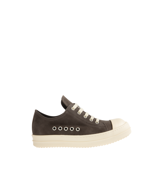 Image 1 of 5 - BROWN - RICK OWENS Extreme Low Sneaks featuring low-top sneakers crafted from supple suede with a soft, brushed finish, lace up closure, round toe and rubber sole. Leather (suede). Made in Italy.