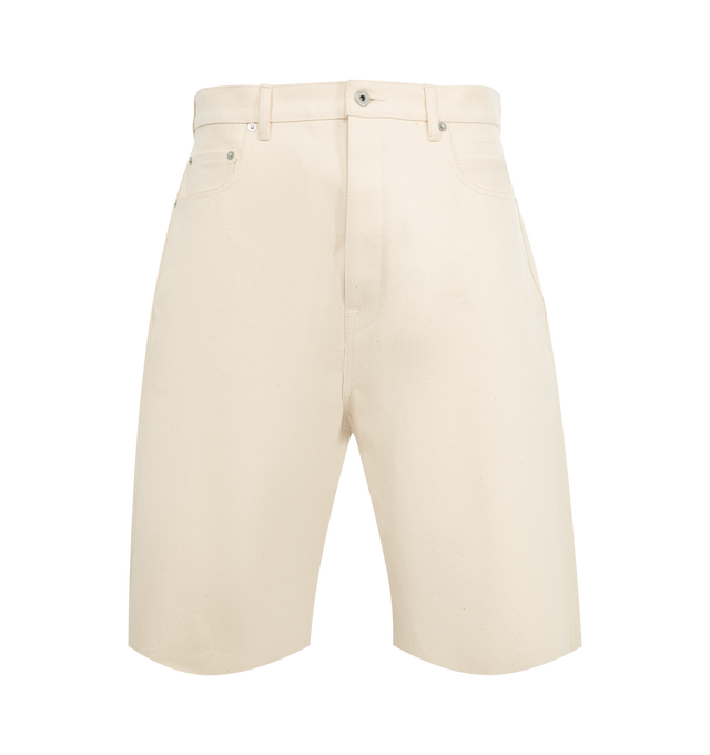 Image 1 of 3 - WHITE - DRKSHDW Geth Cutoff Shorts featuring belt loops, five-pocket styling and logo-engraved silver-tone hardware. 100% cotton. Made in Italy.