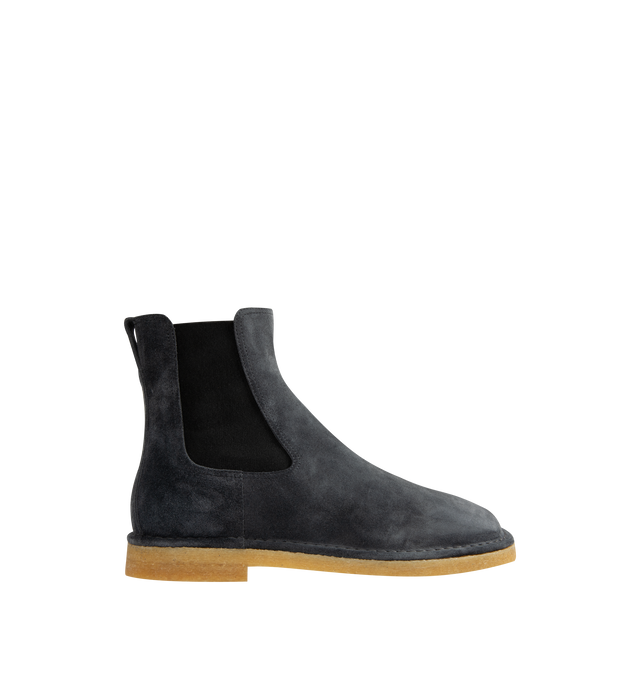 Image 1 of 4 - GREY - BOTTEGA VENETA Daddy Chelsea Ankle Boot featuring rugged suede Chelsea ankle boot and natural crepe rubber outsole. Lambskin. Made in Italy.