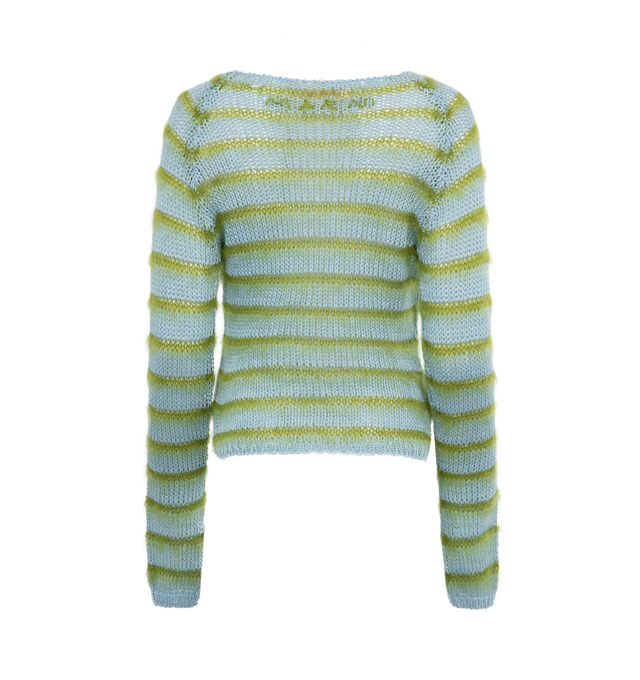 Image 2 of 3 - BLUE - MARNI Stripe Sweater featuring loose knit, stripes thoughout, boat neck and long sleeves. 100% cotton. Made in Italy. 