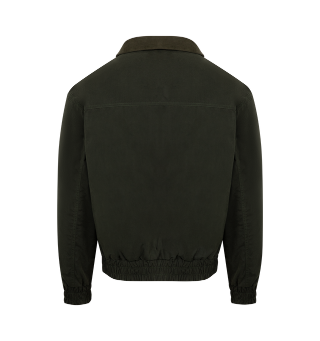 Image 2 of 3 - GREEN - ASPESI Giubbotto Stanton Jacket featuring Dry Wax cotton-blend fabric, padded with Thermore wadding, a quilted nylon lining with an onion-patterned design, contrasting wool yoke, stand-up collar, two welt pockets and cuffs, an elasticated hem, double-slider concealed zip fastening at the front and loose fit. 45% cotton, 39% polyester, 16% polyamide.
