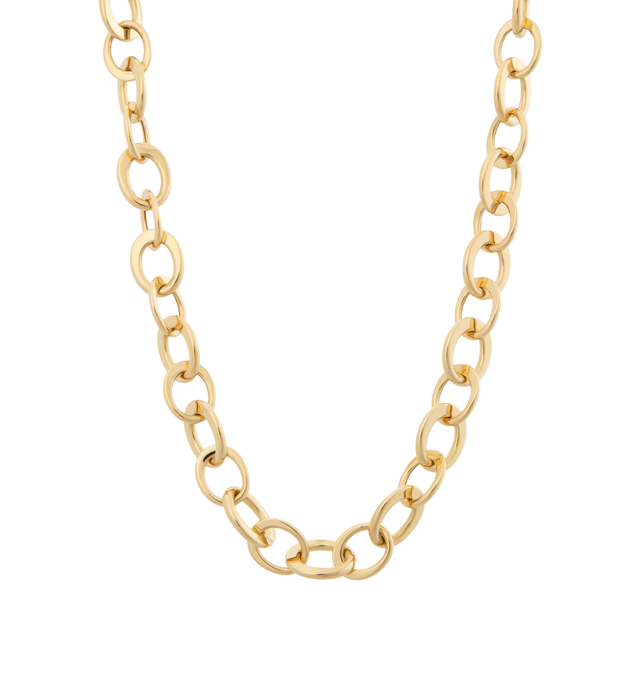 Image 1 of 1 - GOLD - SIDNEY GARBER Crescent Link Necklace featuring perfectly symmetrical gold circle connected links with embellished jeweled clasp, 18k yellow gold and 17 inches. Hirshleifers offers a range of initial pieces from this collection in-store. For personal consultation and detailed information about jewelry, please contact our dedicated stylist team at personalshopping@hirshleifers.com. This item may be restricted for online purchase to international clients. For assistance purchasing this it