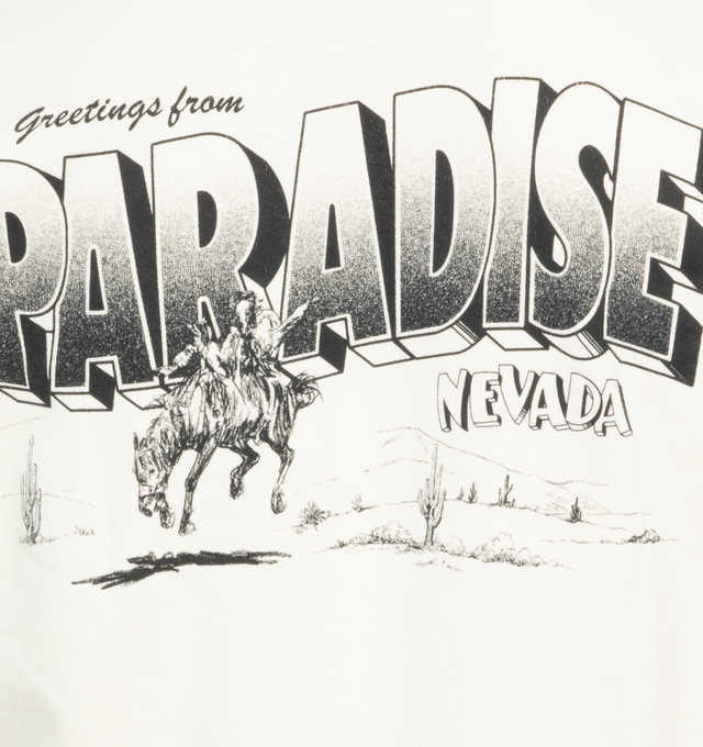 Image 4 of 4 - WHITE - ONE OF THESE DAYS Greetings From Paradise Crewneck Sweatshirt featuring vintage wash finish, pre shrunk, long sleeves and graphic on front and back. 100% cotton.  