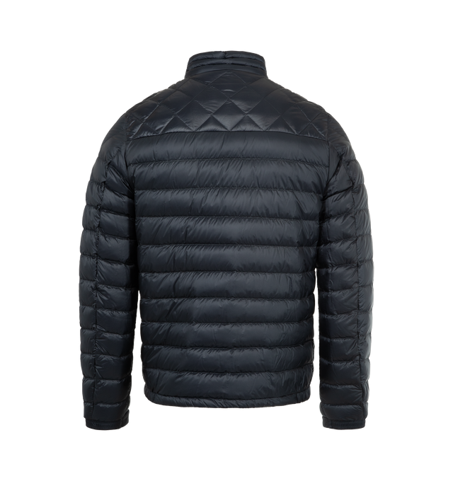 Image 2 of 3 - BLUE - MONCLER Benamou Puffer Jacket featuring lining in nylon, down-filled, zipper closure with tricolor trim, pockets with snap button closure and adjustable cuffs. 100% polyamide/nylon. Padding: 90% down, 10% feather.