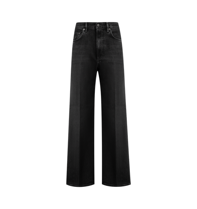 Image 1 of 3 - BLACK - ACNE STUDIOS 2022 Regular Fit Jeans featuring regular fit, high waist, wide leg, long length, 5-pocket construction and zipper fly. 100% cotton.