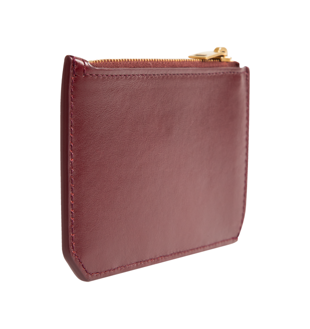 Image 2 of 3 - RED - SAINT LAURENT Card Case in shiny leather featuring zip card holder decorated with logo, leather lining, bronze-tone hardware, five card slots and one zip pocket. 5.1" x 2.9" x 0.3". Calfskin. Made in Italy.