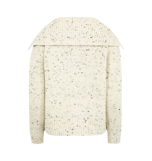 Image 2 of 2 - WHITE - BOTTEGA VENETA Wool English Rib Cardigan featuring metal knot buttons, English rib and relaxed fit. 98% wool, 2% viscose. Made in Italy.