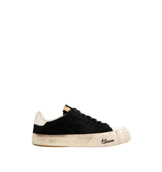 Image 1 of 5 - BLACK - Visvim Segura Lo G.Patten Sneakers are crafted from cowhide leather and feature a low-top silhouette, pigment-free leather lining, a natural cork insole, and a durable rubber outsole. Designed with Visvim's signature focus on premium materials and comfort, this versatile sneaker combines artisanal construction with everyday wearability. Main Material: Cowhide Suede. Outsole: Rubber.