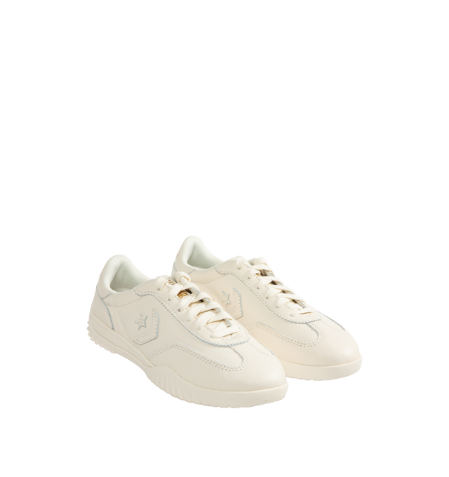 Image 2 of 5 - WHITE - Converse Run Star Trainer combines sports, style, and heritage. Featuring a durable nylon upper with suede overlays and leather accents, three-layered memory foam sockliner providing a comfortable and cushioned underfoot ride that forms to your foot, traction rubber outsole providing grip, punched eyelets and waxed laces, iconic Star Chevron, All Star, and Converse logos. Unisex style in men's sizes.