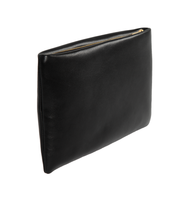 Image 2 of 3 - BLACK - SAINT LAURENT Calypso Small Pouch featuring zip closure, pillowed effect, one main compartment and leather lining. 9 X 6.3 X 1.1 inches. 100% lambskin. 