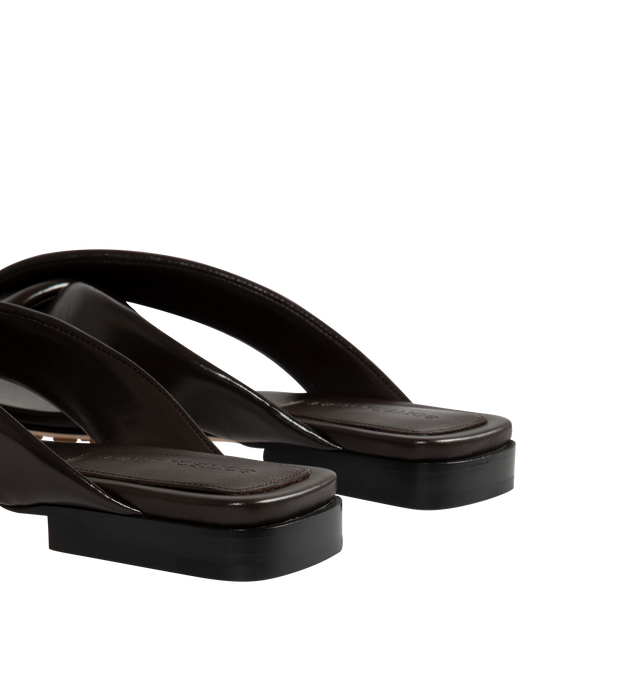 Image 3 of 4 - BLACK - BOTTEGA VENETA Riva Flat Mule featuring shiny calfskin with padded tubular straps and twisted design. Calfskin. Lining: lambskin. Made in Italy.