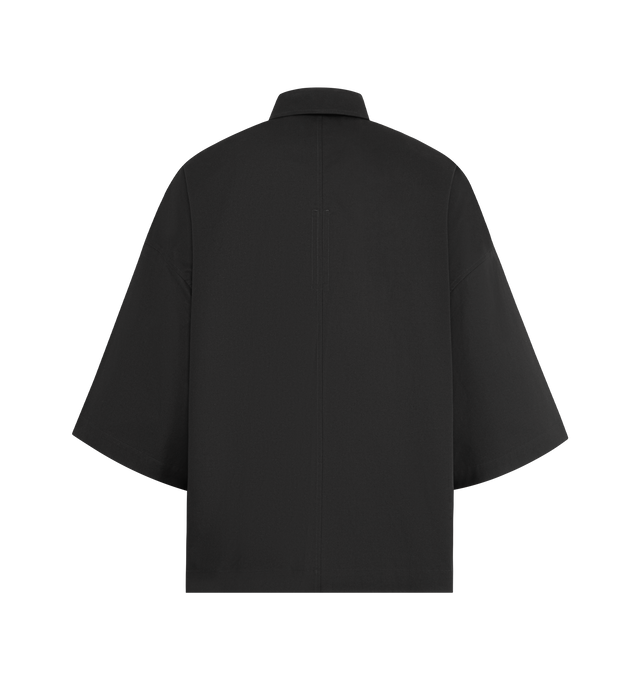 Image 2 of 2 - BLACK - RICK OWENS Tommy Shirt featuring elongated short sleeves, pointed collar, concealed button closure, two chest pockets and straight hem.
