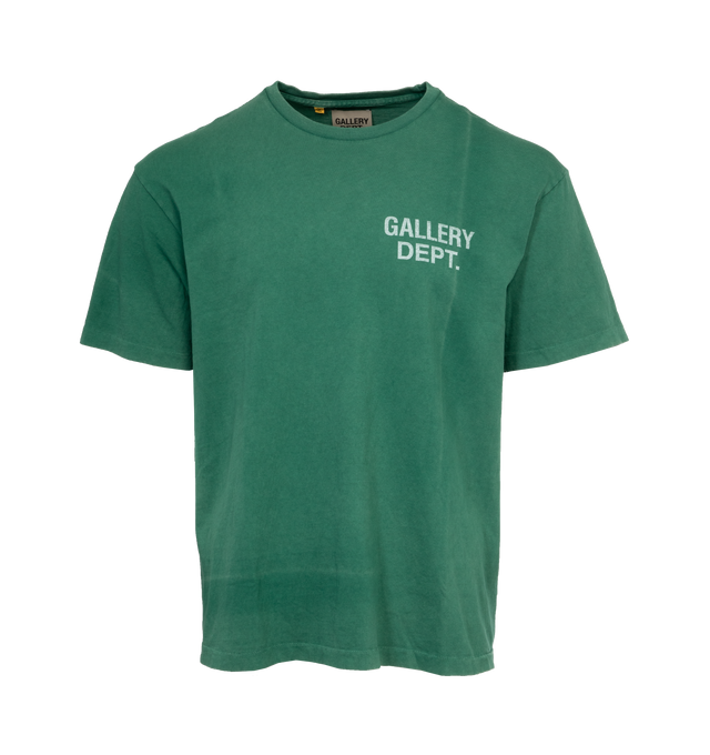 Image 1 of 2 - GREEN - GALLERY DEPT. Vintage Logo Tee featuring short sleeves, crew neck and logo printed on front. 100% cotton.  