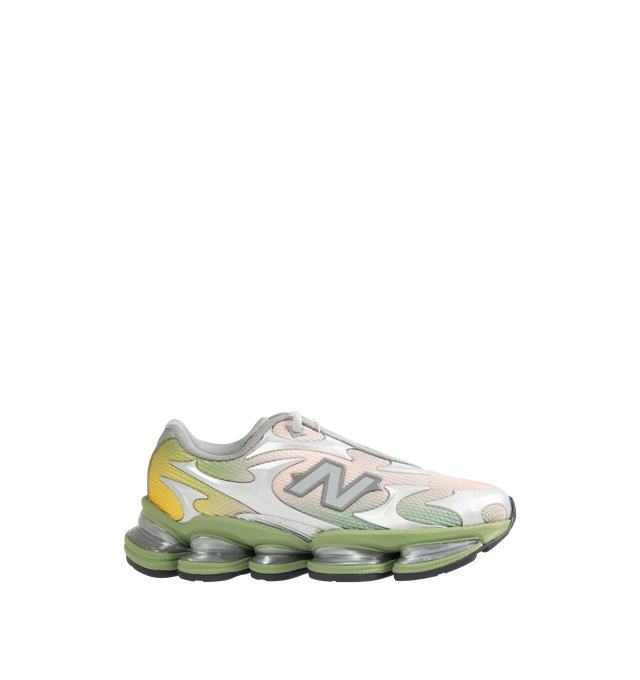 Image 1 of 5 - MULTI - NEW BALANCE ABZORB 2000 Sneaker featuring mesh upper, synthetic overlays, textile lining, rubber outsole, layered panel construction, ABZORB cushioning, sculpted midsole design, logo on tongue, New Balance branding on side and rubber outsole with grip.