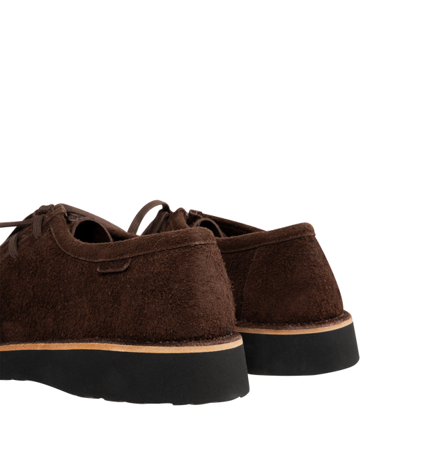 Image 3 of 5 - BROWN - LOEWE Faro lace-up in suede calfskin featuring a moc-toe construction and a bulky toe shape outlined by suede piping, flat cotton laces and a lightweight rubber sole. Calf suede. Made in Italy.