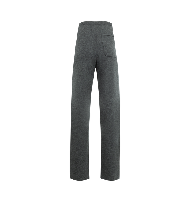 Image 2 of 3 - GREY - EXTREME CASHMERE Rush Pant featuring cashmere trousers with a drawstring waistband, side pockets, one back pocket and a raw cut hem. 89% cashmere, 10% nylon, 1% spandex.