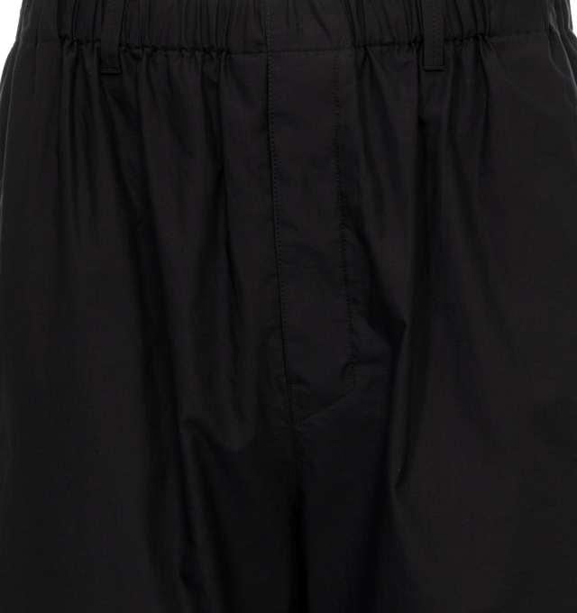 Image 3 of 4 - BLACK - LEMAIRE Poplin pants in a straight leg fit crafted from a silk-cotton blend featuring belt loops, two side welt pockets, rear patch pocket,  elasticated waistband with internal drawstring.  Unisex style in standard men's sizing. Outer: Cotton 80%, Silk 20%, Lining: Cotton 100%. 