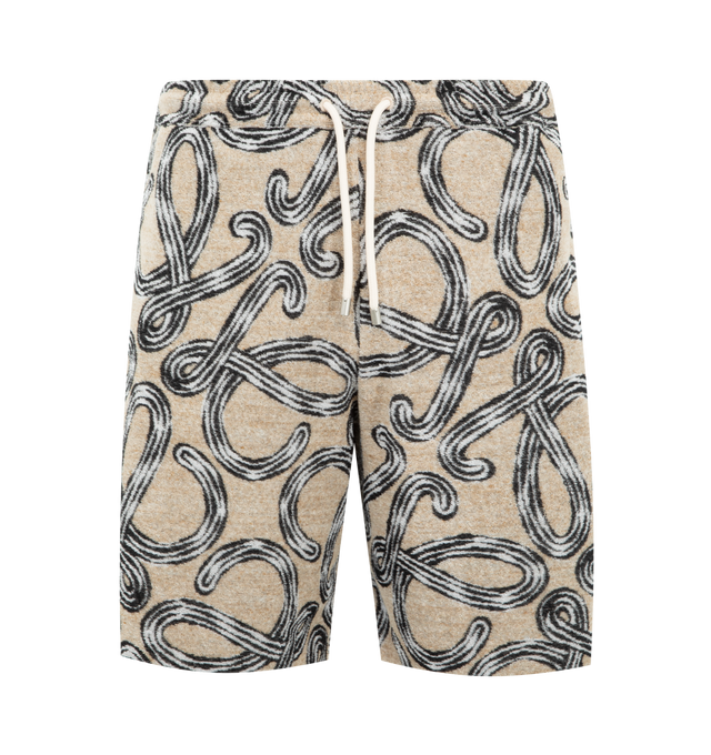 Image 1 of 3 - MULTI - LOEWE PAULA'S IBIZA Shorts in lightweight terry cotton blend featuring an allover Anagram jacquard, relaxed fit, regular length, mid waist, elasticated waist with drawstring, seam pockets and rear patch pocket. Cotton/polyester. Made in Portugal.