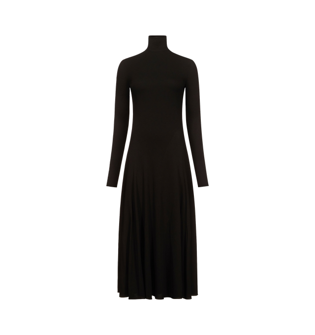 Image 1 of 2 - BLACK - Azzedine Alaia Heart Dress features a signature heart-shape cut-out in the back, long sleeves, zip closure on side of neck, ankle length fit, and flare silhouette. Material 100% Viscose. Made in Italy.