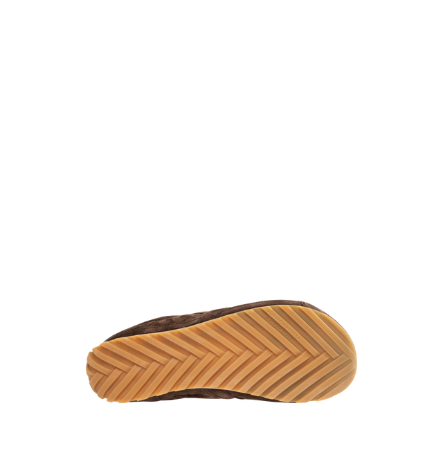 Image 4 of 5 - BROWN - BOTTEGA VENETA Orbit Flash Sneaker featuring low-top, lace-up closure, soft suede upper and rubber sole. Calfskin. Lining: lambskin. Made in Italy.