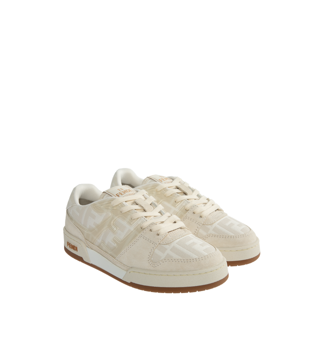 Image 2 of 5 - WHITE - FENDI Match Canvas Low-Tops featuring injection-moulded FF appliqu, Fendi lettering on the side and rubber sole. 100% calf leather. Interior: 100% polyester. Made in Italy. 