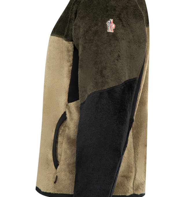Image 3 of 3 - BROWN - MONCLER GRENOBLE Polartec Sweatshirt featuring Polartec High Loft velvet fleece, padded turtleneck, waterproof half-zipper closure, pockets with elastic trim and stretch wrist gaiters. 97% polyester, 3% elastane/spandex. Lining: 100% polyamide/nylon. Padding: 100% polyester.