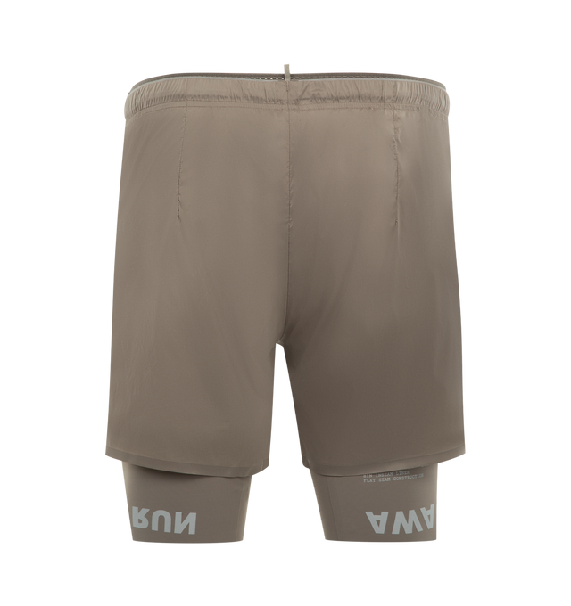 Image 2 of 3 - BROWN - SATISFY TechSilk 8" Running Shorts featuring sweatproof pockets, double waistband and light TechSilk shell with a Justice liner. 88% polyamide, 12% elastane.