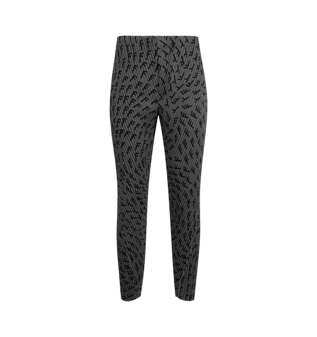 Image 1 of 3 - GREY - ISSEY MIYAKE Wind Speed Pants featuring tapered fit, pleated, elasticated waistband, side pockets and graphic print. 100% polyester.