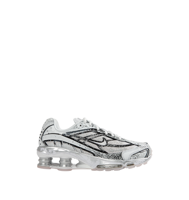 Image 1 of 5 - SILVER - NIKE Shox Ride 2 Sneaker featuring Metallic Platinum edition with a mix of durable leather and breezy textiles in a distressed finish.
