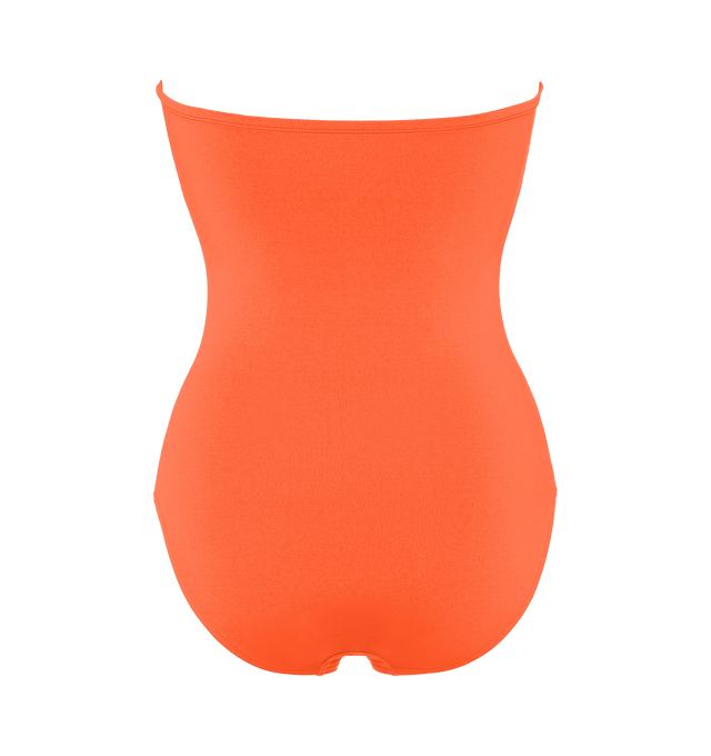 Image 2 of 6 - ORANGE - ERES Cassiope One-Piece Bustier Swimsuit featuring bust shirring at front and sides, U-shaped metal link between cups and gripper tape. Main: 84% Polyamid, 16% Spandex. Second: 68% Polyamid, 32% Spandex. Made in Italy. 