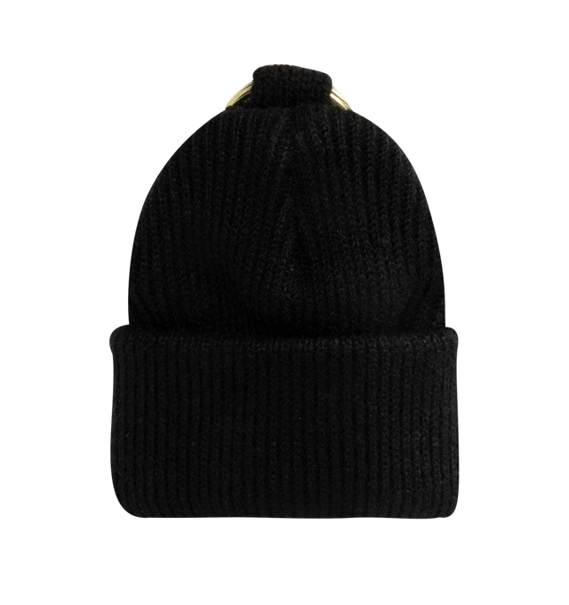 Image 2 of 2 - BLACK - CARHARTT WIP Mini Watch Hat Keychain featuring soft rib knit construction, woven Square Label on the front and metal keyring.