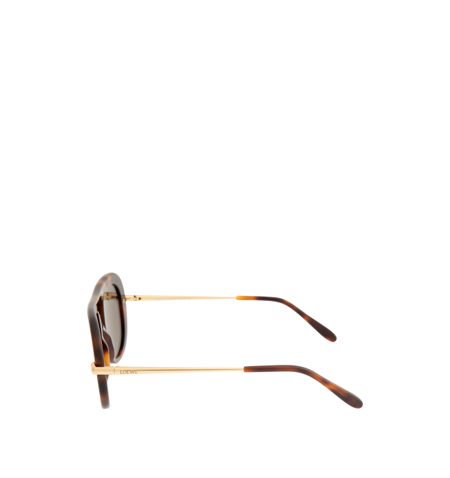 Image 2 of 3 - BROWN - LOEWE Slim Pilot Sunglasses featuring a full rim and aviator frame, slim metal and acetate construction, international fit, UVA/UVB protection, acetate tips and engraved LOEWE. Made in Italy.