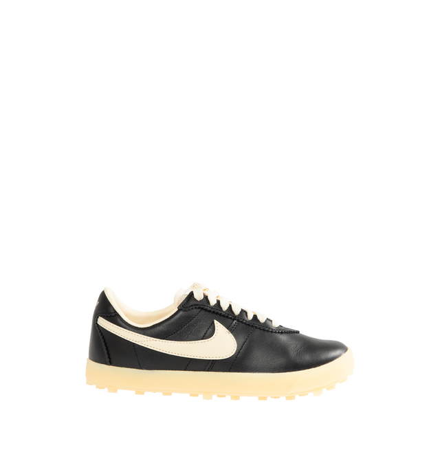 Image 1 of 5 - BLACK - NIKE Astrograbber Leather Sneaker featuring leather upper, rubber waffle outsole, low-cut silhouette, padded collar and foam midsole.