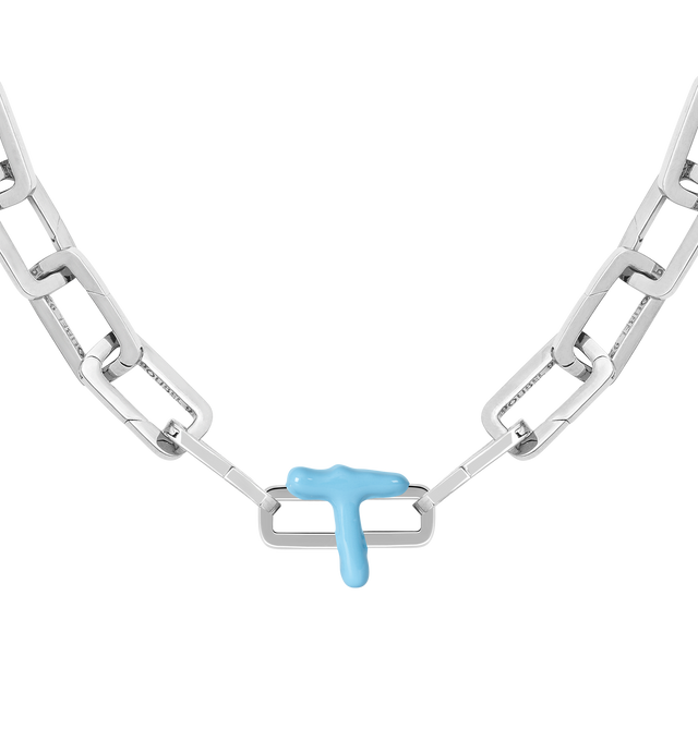 Image 8 of 8 - BLUE - Poubel by The Gstaad Guy "T" charm from the Alphabet Collection. All charms are made of .925 sterling silver, and are hand-painted using non-toxic lead-free enamel.Links sold separately. Hirshleifers offers a range of initial pieces from this collection in-store. For personal consultation and detailed information about jewelry, please contact our dedicated stylist team at personalshopping@hirshleifers.com