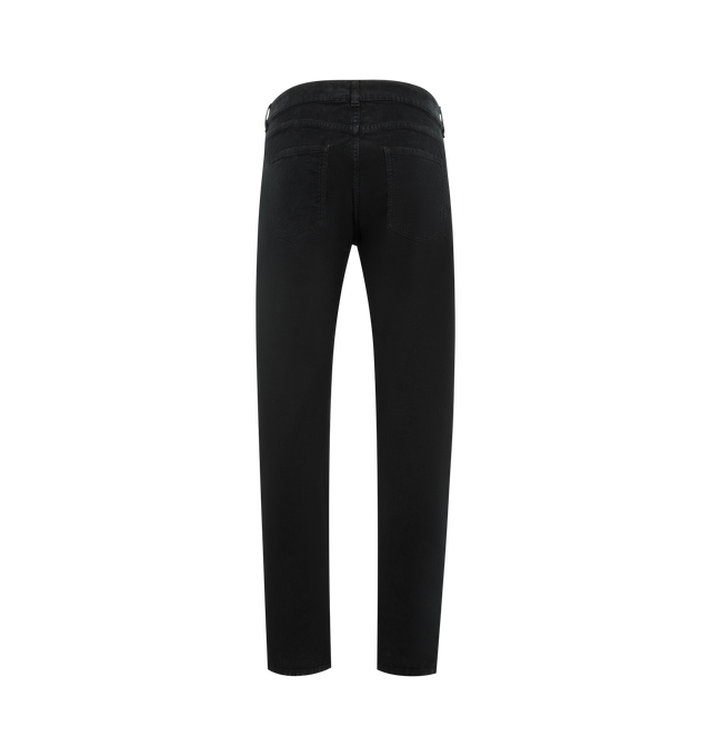 Image 2 of 3 - BLACK - THE ROW Booker Jean featuring mid-rise jean in richly textured black denim with straight leg, tonal topstitching, and classic 5-pocket construction. 100% cotton. Made in Japan.