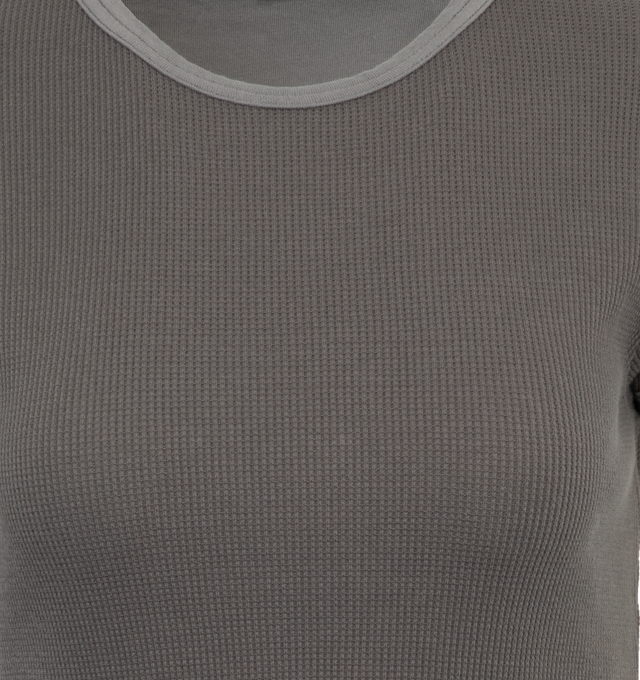 Image 3 of 3 - GREY - Acne Studios Crew neck fitted unisex tee in a below-the-waist length. Crafted from soft organic cotton with a garment-dyed finish and contrast binding. Detailed with an Acne Studios logo patch on the centre back. 