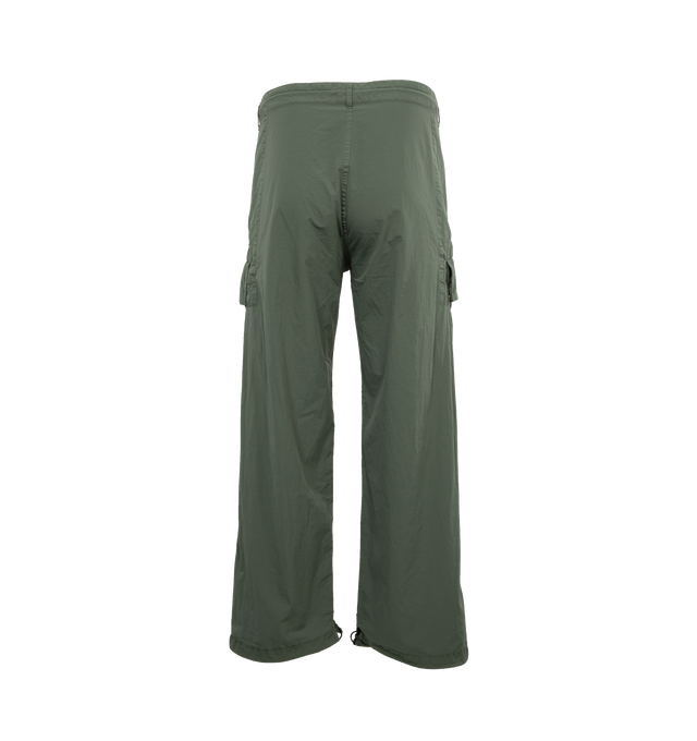 Image 2 of 4 - GREEN - C.P. COMPANY Flatt Nylon Oversized Cargo Pants featuring oversized fit, zip fly and button fastening, belt loops, slanted hand pockets, cargo pockets and lens detail. 100% polyamide/nylon. 