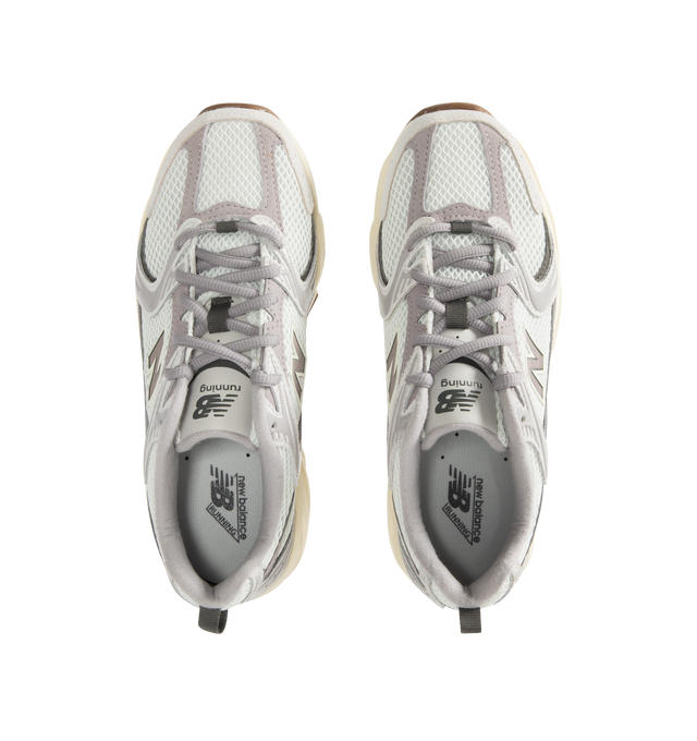 Image 5 of 5 - GREY - NEW BALANCE 530 Sneaker featuring mesh and textile upper with rubber sole, lace-up front, ABZORB midsole cushioning for compression resistance, signature N logo patches at side panels and padded low-cut collar with back pull-tab.