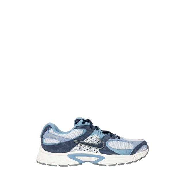 Image 1 of 5 - BLUE - Nike Men's V5 RNR Sneakers feature a layered suede and mesh upper for a breathable, Y2K-inspired look with retro running style. These lifestyle sneakers combine a lightweight foam midsole, plush collar lining, and a durable rubber outsole with 2000s-inspired grooves for all-day comfort and reliable traction. Main Material: Suede and Mesh. Midsole: Foam. Sole: Rubber.