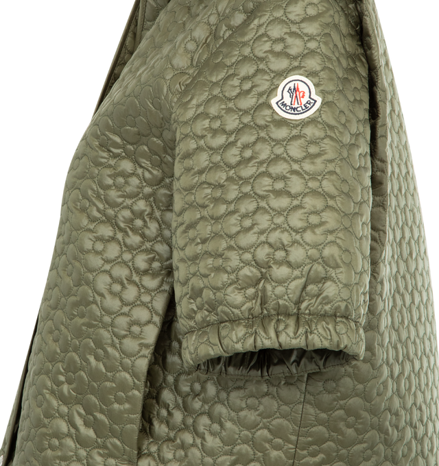 Image 3 of 3 - GREEN - MONCLER Quilted Overshirt featuring spread collar, front snap button placket, elasticized cuffs and adjustable drawstring at waistband. 100% polyamide. Fill: 100% polyester.