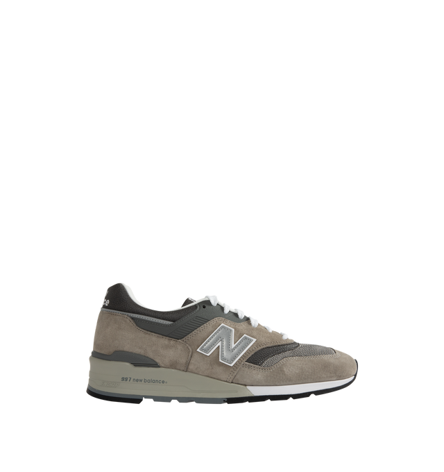 Image 1 of 5 - GREY - NEW BALANCE U997 Core Sneaker featuring ENCAP midsole cushioning, lightweight EVA foam cushioning in midsole and heel and durable blown rubber outsole. Suede overlays. Contains pig skin leather.