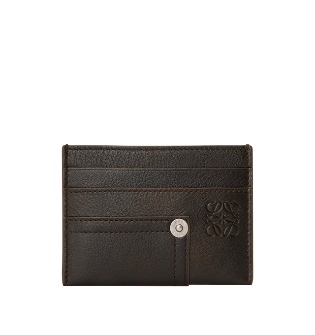 Image 1 of 3 - BROWN - LOEWE Panta Plain Cardholder in vintage-finish shiny calfskin with denim trousers-inspired details, four card slots, one central pocket, calfskin lining and embossed Anagram. Calfskin. 7.5 cm x 10.3 cm x 0.3 cm. Made in Spain.