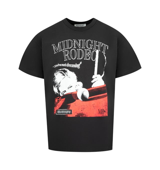 Image 1 of 2 - BLACK - MIDNIGHT RODEO Billiards Graphic T-Shirt featuring crewneck, short sleeves and graphic on front. 100% cotton. Made in the USA.