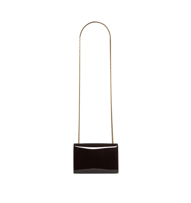 Image 2 of 3 - BROWN - SAINT LAURENT Kate Small Bag in Patent Leather featuring curb chain, grosgrain lining, magnetic fastening and interior slit pocket. 4.9"H x 7.8"W x 2"D. Strap drop: 56cm. 90% calfskin leather, 10% metal. Made in Italy. 