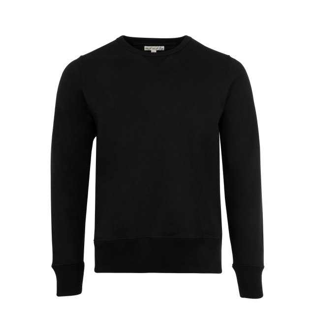 Image 1 of 2 - BLACK - MERZ B. SCHWANEN Loopwheeled Sweatshirt Heavy featuring classic fit, crew neck, ribbon paneled neck, triangle inserts under arms, woven halfmoon insert in the back and side seams. 100% cotton.