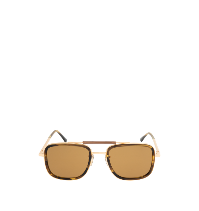 Image 1 of 3 - BROWN - GIVENCHY Day Sunglasses featuring combi sunglasses in acetate and metal, day line, square shape, double bridge, adjustable nose pads and GIVENCHY signature on the temples. 100% UVA/UVB protection. 100% metal. 100% acetate. Made in Italy.