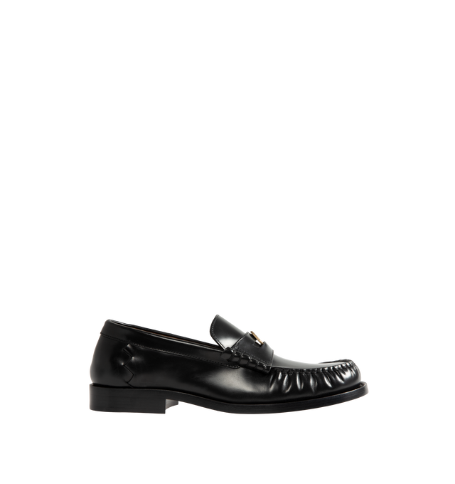 Image 1 of 4 - BLACK - Bottega Veneta Men's Penny Loafers are crafted from shiny leather and feature a timeless slip-on silhouette with a classic penny strap with metal coin detail across the vamp. Main Material: Leather.