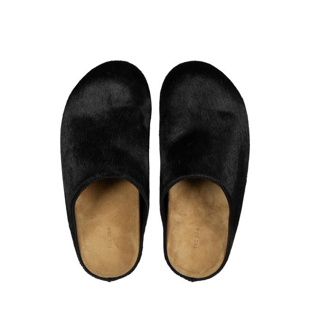 Image 4 of 4 - BLACK - The Row Slip-on clog with a sightly cushioned suede footbed, rounded toe and branded insole.  Upper: 100% Calfskin Leather; Sole: 100% Rubber. 
