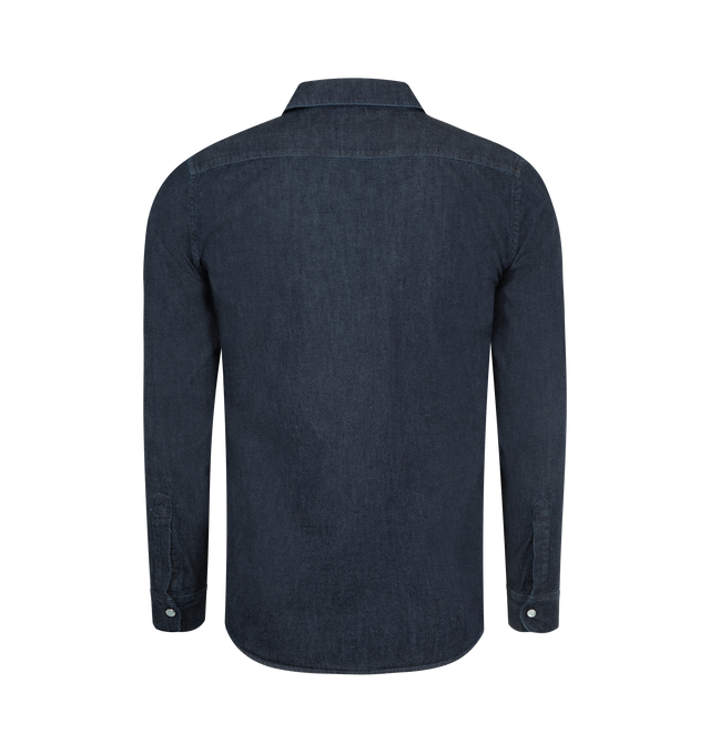 Image 2 of 2 - BLUE - ASPESI Denim Shirt featuring long-sleeves, a front button fastening, two front patch pockets with flap and button on the chest, a rounded hem and regular fit. Cotton.